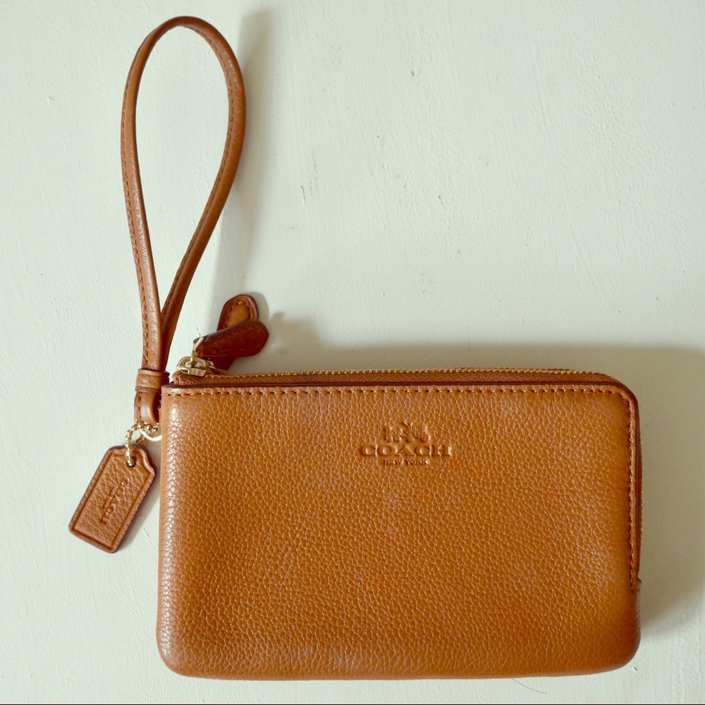 Authentic Coach Brown Leather Wristlet